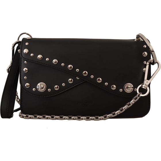 Dolce & Gabbana Black Leather Shoulder Saddle Cross Body Bag