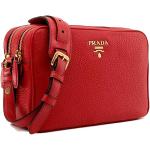 Prada Women's Red Vitello Phenix Leather Crossbody Handbag 1BH079