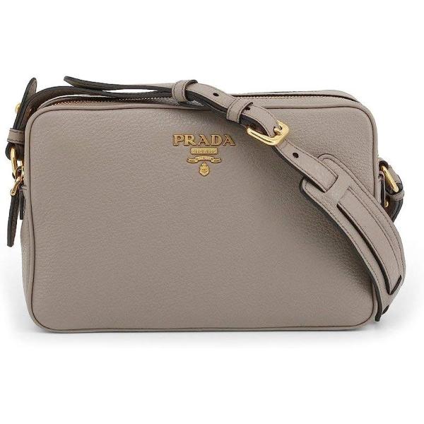 Prada Women's Gray Vitello Phenix Leather Crossbody 1BH079