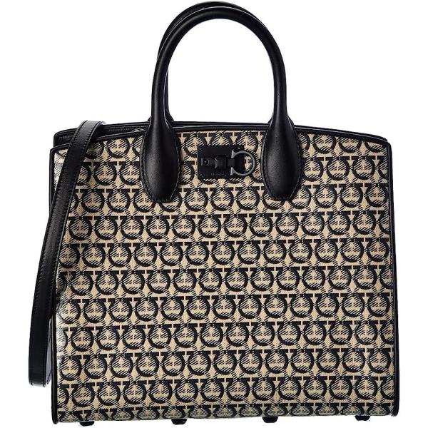 SALVATORE FERRAGAMO Studio Box Monogram Print Tote Bag