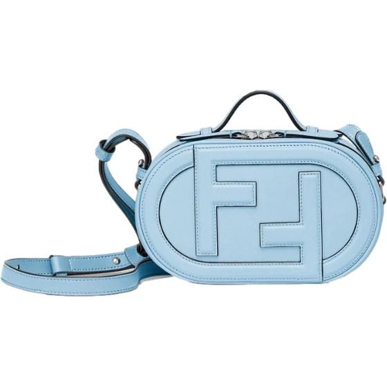FENDI O'Lock Baby Blue Leather Mini Crossbody Bag