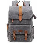 SXDS Photography Retro Waterproof Batik Canvas Backpack W USB Port Fit 15.6inch Laptop Men Camera Bag Carry Case (Color : Gray, Size : 28 * 16 * 43cm)