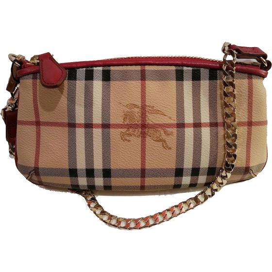 Burberry Haymarket Nova Check Clara Leather Wristlet