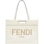 FENDI Logo 2-Way Smooth Ivory Leather Tote Bag 7VA480