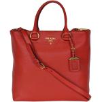 Prada Women's Red Vitello Phenix Leather Shopping Tote Handbag 1BG865