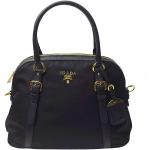 Prada Womens Tessuto Nylon Saffiano Leather Black Handbag 1BB013