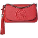 Gucci Soho Interlocking GG Red Leather Chain Flap Shoulder Bag Handbag Italy New