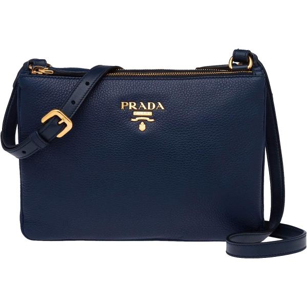 Prada Women's Navy Blue Vitello Phenix Crossbody 1BH046