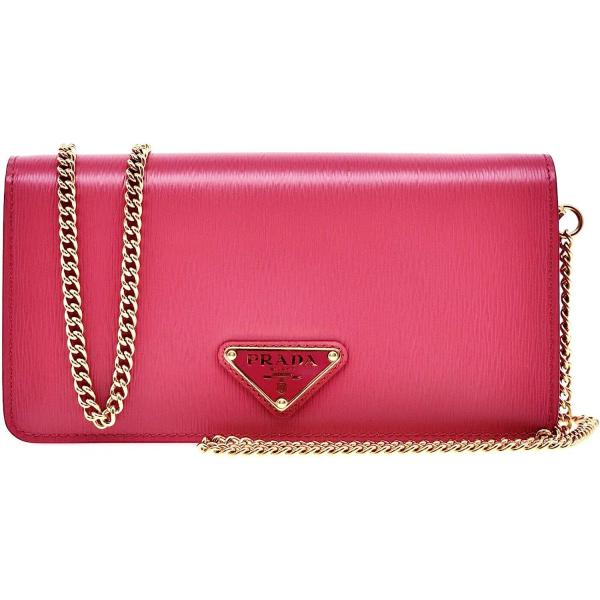 Prada Miniborse Peonia Pink Vitello Move Leather Crossbody Chain 1BP021
