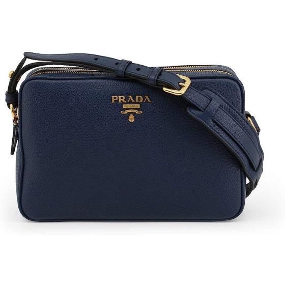 Prada Women's Navy Blue Vitello Phenix Leather Crossbody 1BH079