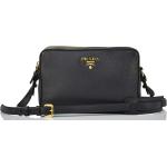 Prada Women's Black Bandoliera Vitello Phenix Leather Crossbody Bag 1BH079