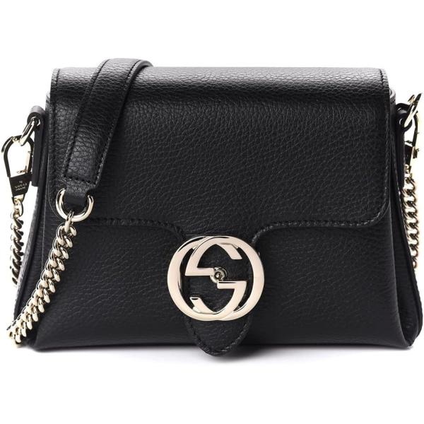 Gucci Interlocking G Black Leather Chain Shoulder Bag 510302