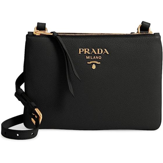 Prada Vitello Phenix Gold Hardware Black Crossbody 1BH046