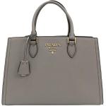 Prada Argilla Gray Saffiano Lux Leather Large Satchel Handbag 1BA228
