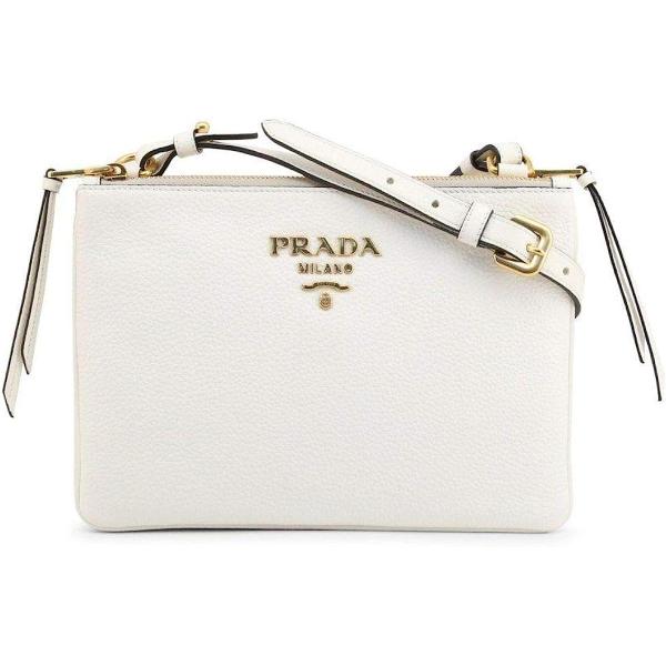 Prada White Leather Vitello Phenix Crossbody Bag 1BH046