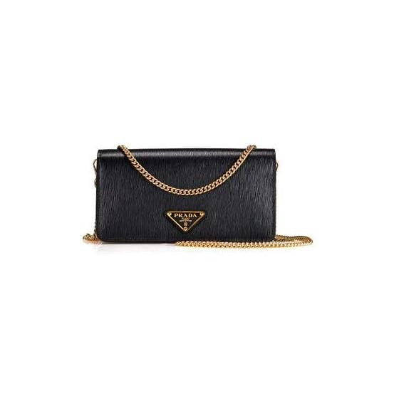 Prada Womens Miniborse Black Vitello Move Small Leather Crossbody 1BP021