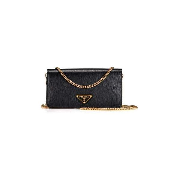 Prada Womens Miniborse Black Vitello Move Small Leather Crossbody 1BP021