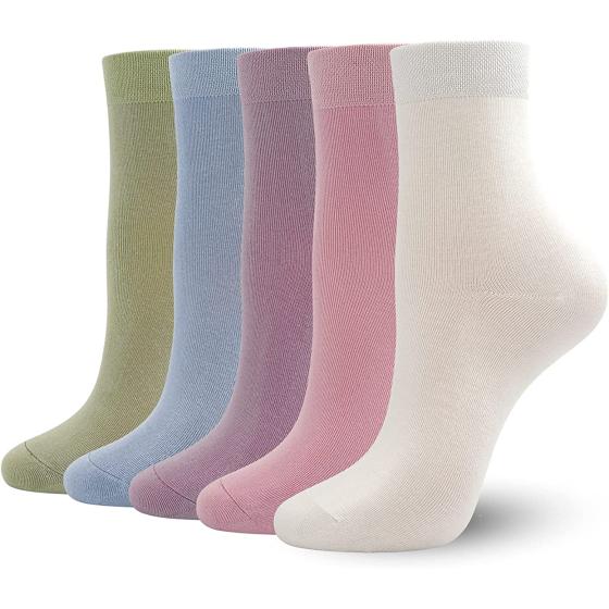 SERISIMPLE Women Thin Bamboo Socks Crew Lightweight Above Ankle Casual Dress Sock For Ladies Bootie Trouser 5 Pairs