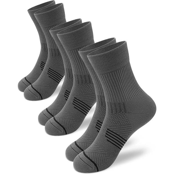PAPLUS Compression Running Sock for Men and Women 3 Pairs, Cushioned Athletic Crew Socks with Arch Support