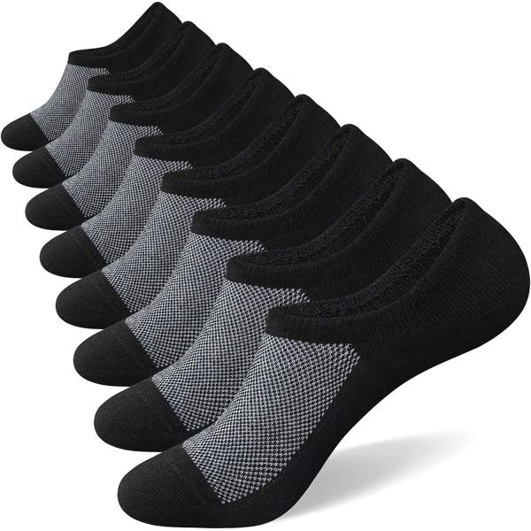 SIXDAYSOX No Show Socks for Men 8 pack Cotton Thin Low Cut Non Slip for Loafer Flats Sneakers 5-8/9-11/12-15