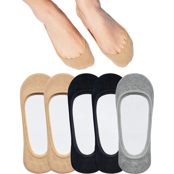 SIXDAYSOX No Show Socks Women for Flats 4 to 8 Pack Non Slip Invisible Ultra Low Cut Socks Shoe Size 5-8/9-11