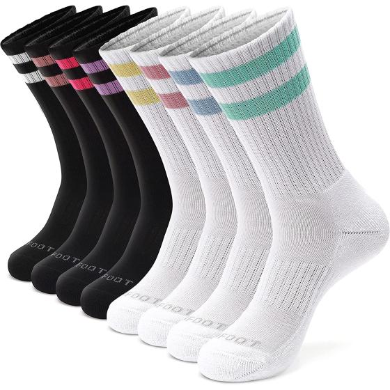 MONFOOT Women's and Men's 4-8 Pack Athletic Cushioned Crew Socks