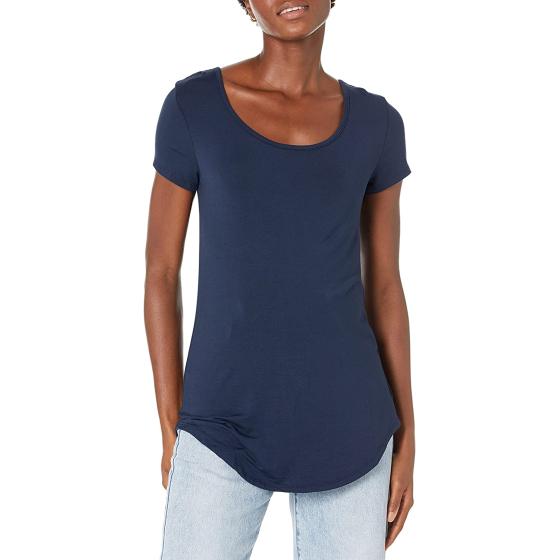 Daily Ritual Women's Jersey Standard-Fit Short-Sleeve Long-Line Scoopneck T-Shirt