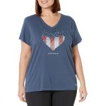 Life is Good Women's Patriotic Cotton Tee Short Sleeve Graphic V-Neck T-Shirt Heart Stars and Stripes