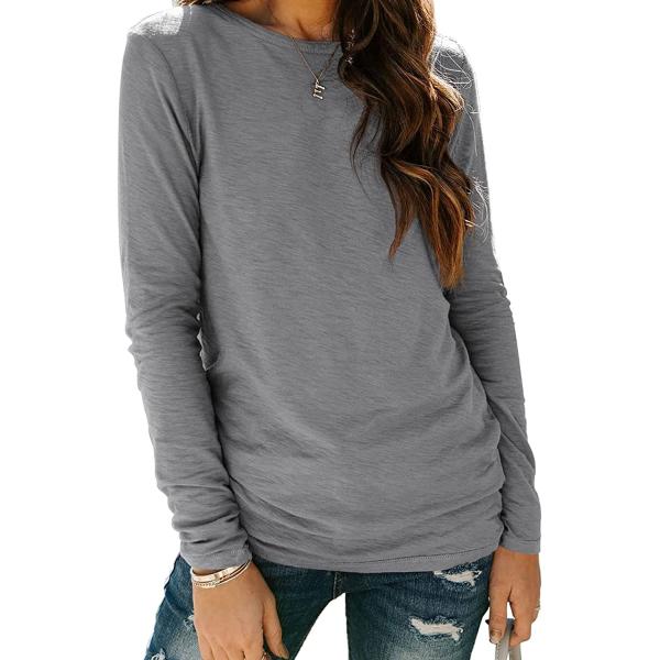 AUTOMET Womens Long Sleeve Round Neck Shirts Basic Tee