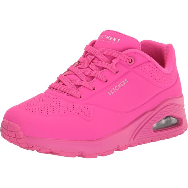 Skechers womens Skecher Street Women's Uno - Night Shades Sneaker, Pink Hot Pink Durabuck Htpk, 7 US