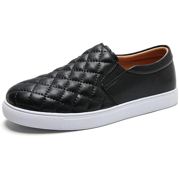 Maichal Loafers for Women Quilted Leather Comfort Memory Foam Slip On Shoes