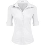 Hotouch Womens 3/4 Sleeve Basic Button Down Shirt Slim Fit Cotton Dress Shirts