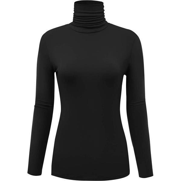 AUHEGN Women's Long Sleeve Lightweight Turtleneck Top Slim Fit Pullover T-Shirt (S-XXL)