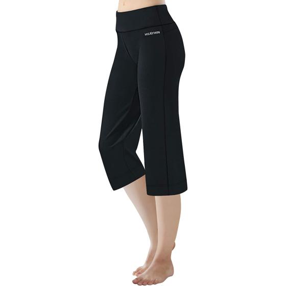 HISKYWIN 17"/23"/27"/29"/31"/33"/35" Inseam Capri/Petite/Regular/Tall Length Women's Straight Leg Yoga Pants Zip Pocket
