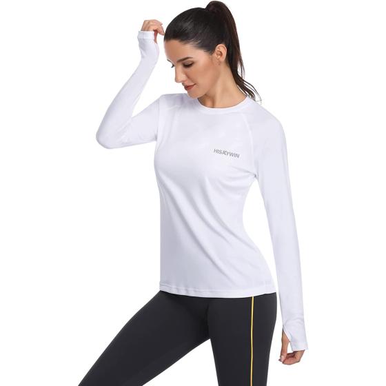 HISKYWIN Women's UPF 50+ Sun Protection Long Sleeve Shirts Outdoor Hiking Fishing Tops