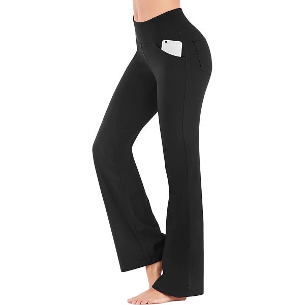 IUGA Bootcut Yoga Pants with Pockets for Women High Waist Workout Bootleg Pants Tummy Control, 4 Pockets Work Pants for Women