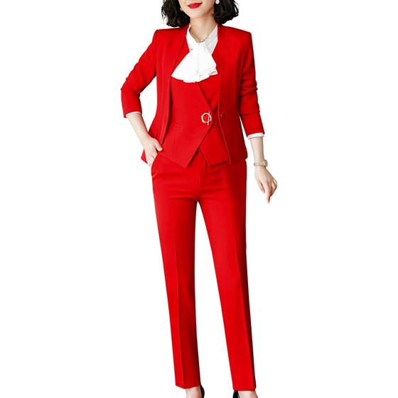 LISUEYNE Women's Three Pieces Office Lady Blazer Business Suit Set Women Suits for Work Skirt/Pant,Vest and Jacket