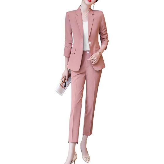 LISUEYNE Women’s Two Pieces Blazer Office Lady Suit Set Work Blazer Jacket and Pant