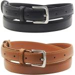 maikun Womens Belt Skinny Leather Solid Color Pin Buckle Simple Waist for Girls Ladies