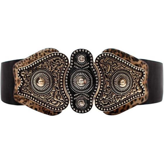 maikun Women's Wide Stretch Elastic Waist Cinch Belt Fashion Vintage Metal Buckle Dress Belt Christmas