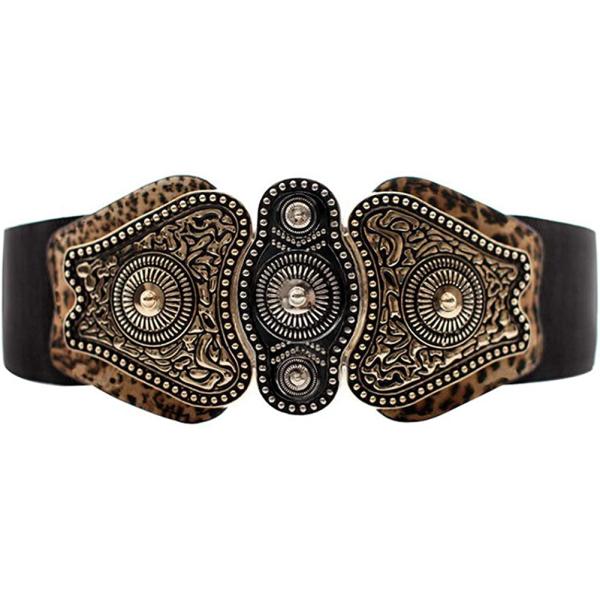maikun Women's Wide Stretch Elastic Waist Cinch Belt Fashion Vintage Metal Buckle Dress Belt Christmas