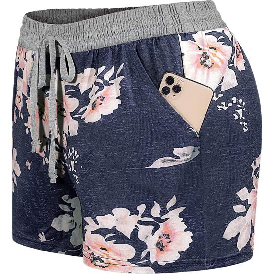 Blevonh Elastic Waist Soft Lounge Shorts Casual Pajama Shorts with Pockets
