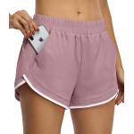 BLEVONH Women Elastic Waist Double Layer Casual Running Shorts with Side Pockets