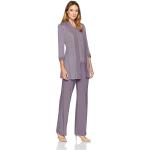 R&M Richards Women's Two Piece Metalic Rib Pant Set Missy