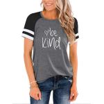 IHOT Womens Color Block Short Sleeve Crew Neck Loose Fit Workout Top Casual Tunic Tops Athletic T Shirt