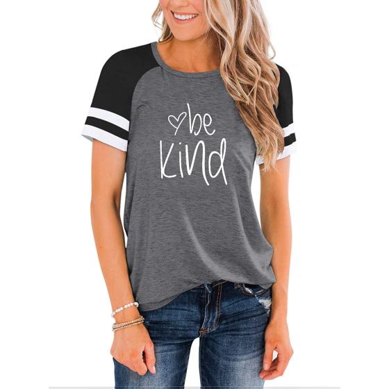IHOT Womens Color Block Short Sleeve Crew Neck Loose Fit Workout Top Casual Tunic Tops Athletic T Shirt
