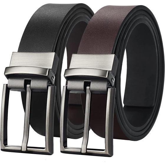 maikun Mens Reversible Leather Belt, Dress Casual Belts for Men, One Belt Reverse For 2 Sides