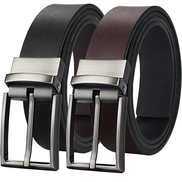 maikun Mens Reversible Leather Belt, Dress Casual Belts for Men, One Belt Reverse For 2 Sides