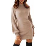 EXLURA Women's Mock Neck Ribbed Long Sleeve Bodycon Pullover Cute Mini Sweater Dress