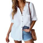 Hotouch Womens Cotton Button Down Shirt Casual Long Sleeve Loose Fit Collared Linen Work Blouse Tops with Pocket